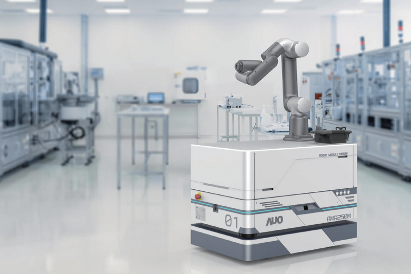 万博整合AI人工智慧、IoT物聯網與Cloud雲端平台服務，開發模組化AMR 250M自主移動機器人，滿足多元自動化生產需求，在智慧工廠中扮演著串接和搬運的角色